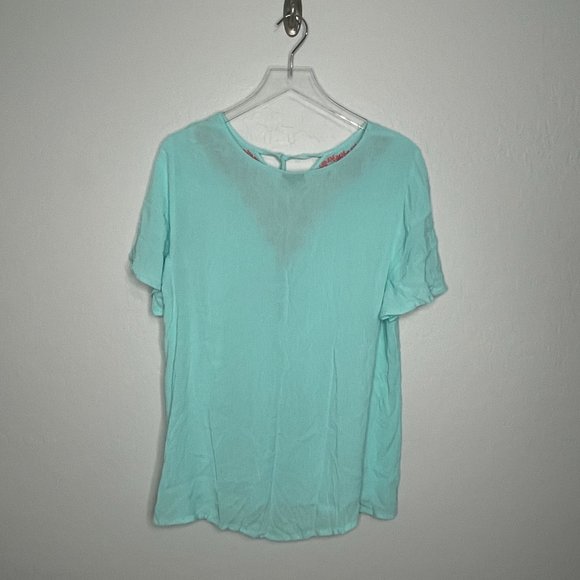 *TORRID* Torrid Crinkle Gauze Blue Green Embroidered Top 2 2X 18/20 - Picture 6 of 6
